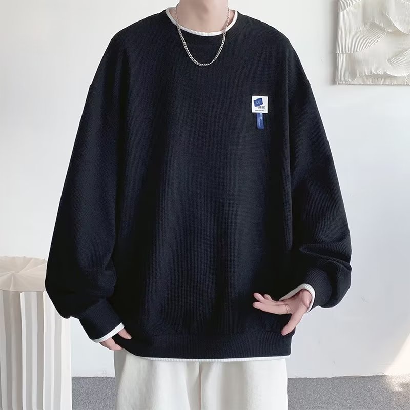 Áo Sweater Cổ Tròn Dáng Rộng In Họa Tiết Màu Sắc Đơn Giản Phong Cách Hàn Quốc Thời Trang Thu Đông Cho Nam