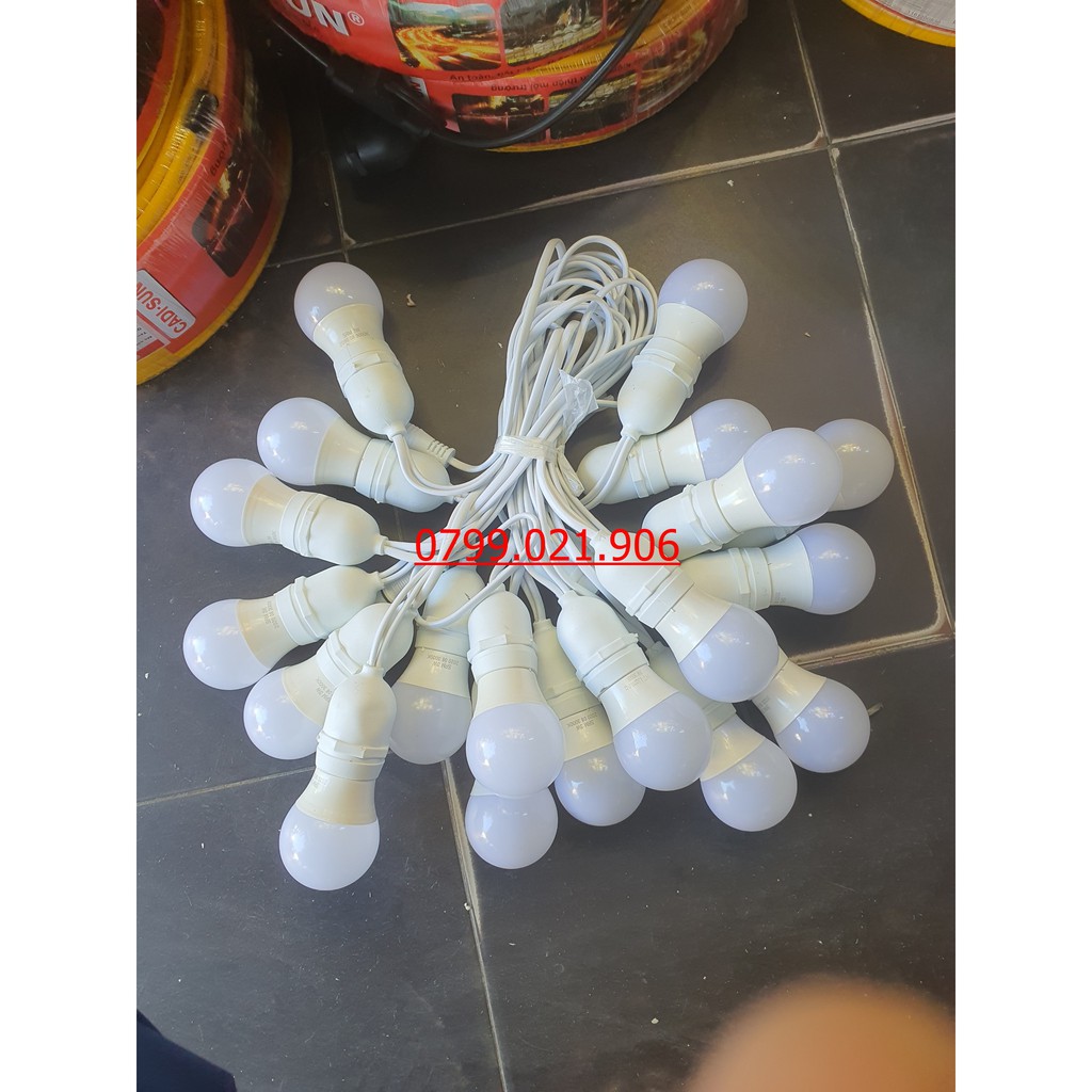 Bộ dây treo kín nước dài 10m 20 đuôi đèn e27
