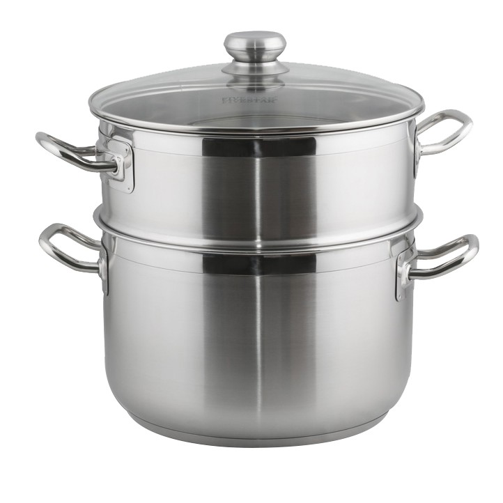 Bộ Nồi Xửng Hấp Inox 3 Đáy Fivestar 28cm Nắp Kính Dùng Bếp Từ