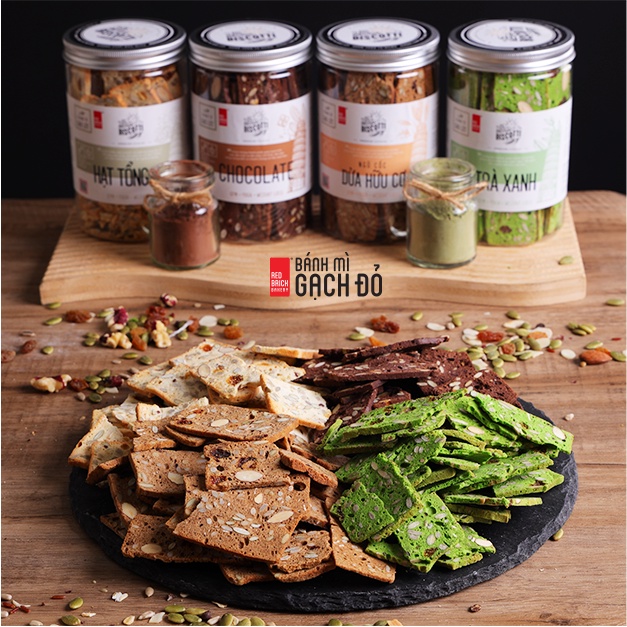 [Mã GROSALE giảm 10% đơn 150K] Bánh Biscotti Gạch Đỏ Siêu Hạt, Không Đường Ngọt Từ Gạo Lứt Và Mật Ong, Chuẩn Ăn Kiêng