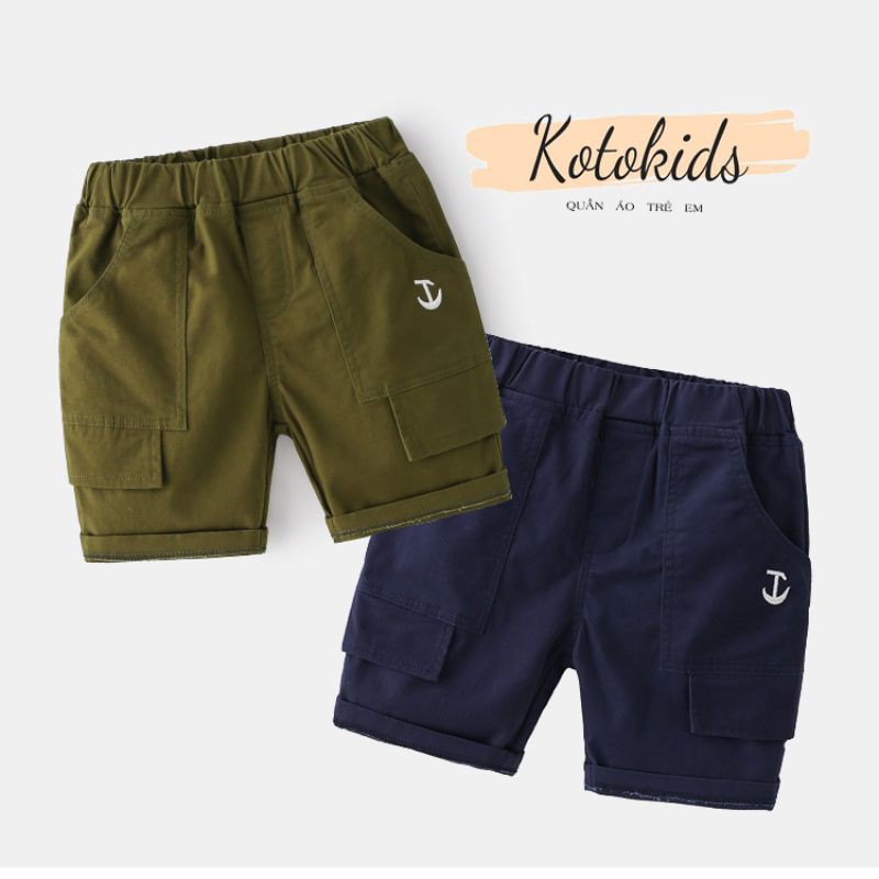 Quần Kaki bé trai WELLKIDS quần short cho bé thêu mỏ neo (KZ3141)