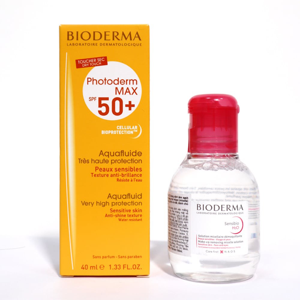 Set Bioderma Tông Sáng Che Khuyết Điểm (Chống Nắng Khô Thoáng SPF 50+ 40ml+Tẩy Trang Sạch Sâu 100ml)