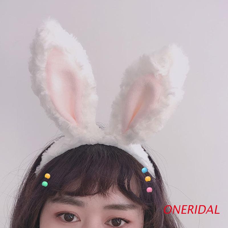 Băng đô cài tóc hình tai thỏ hoạt hình bằng lông nhung dễ thương xinh xắn