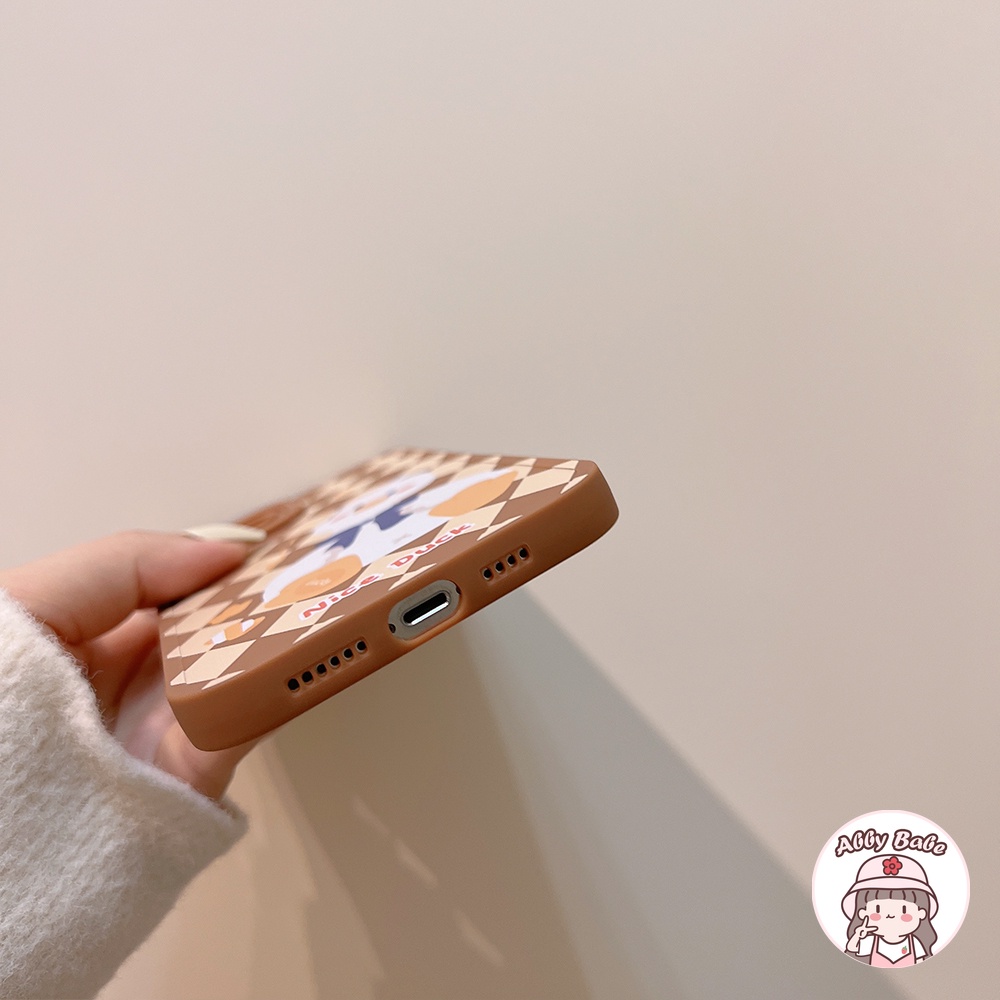 Ốp Điện Thoại TPU Mềm Mỏng Chống Sốc In Hình Vịt Thắt Nơ Hoạt Hình Màu Tương Phản Cho IP 13 12 11 Pro Max XR 8 7 Plus