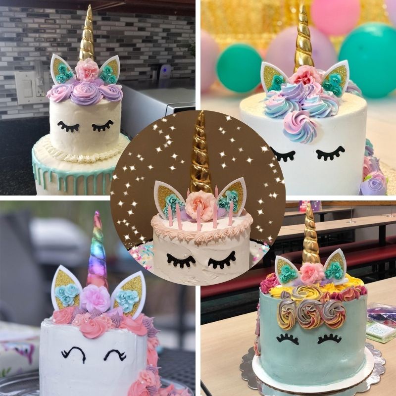 Bộ phụ kiện trang trí bánh kem hình kỳ lân/cầu vồng 1 tuổi cho bé