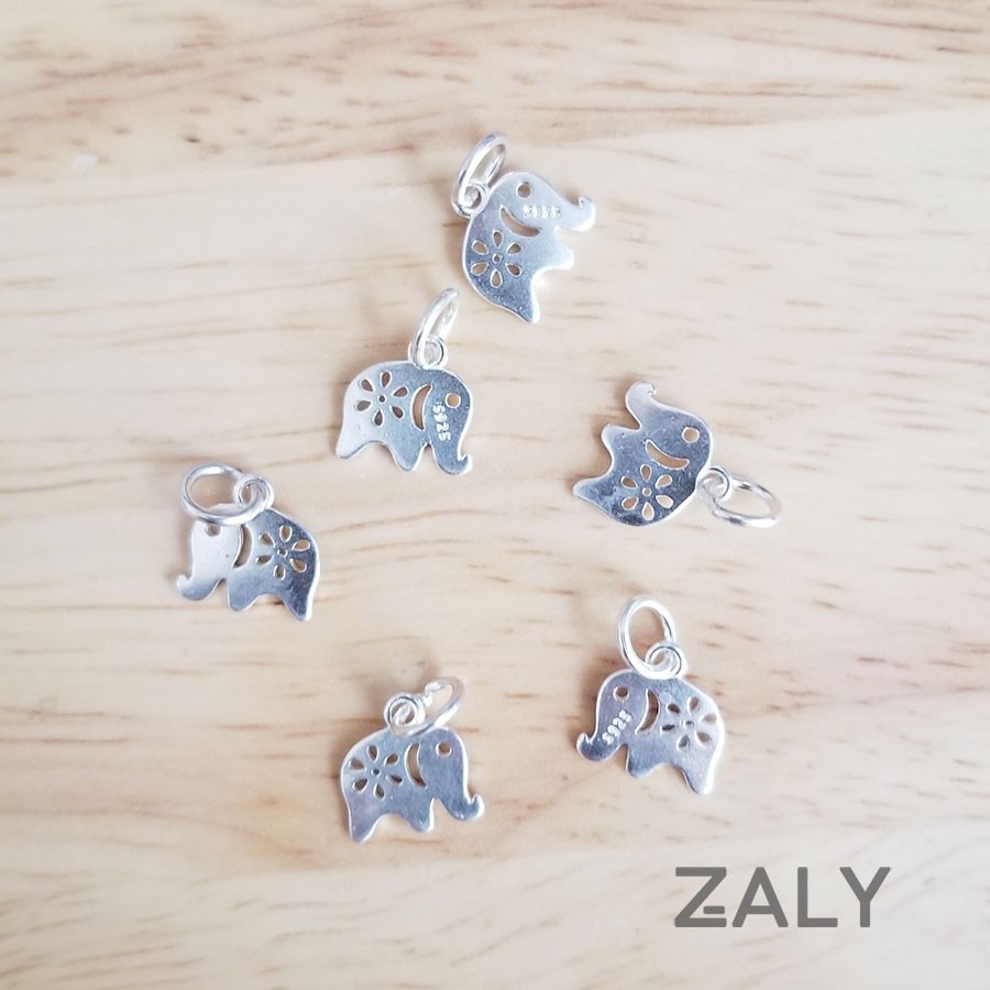 Charm bạc treo voi cát tường CT55 zaly - Bạc 925
