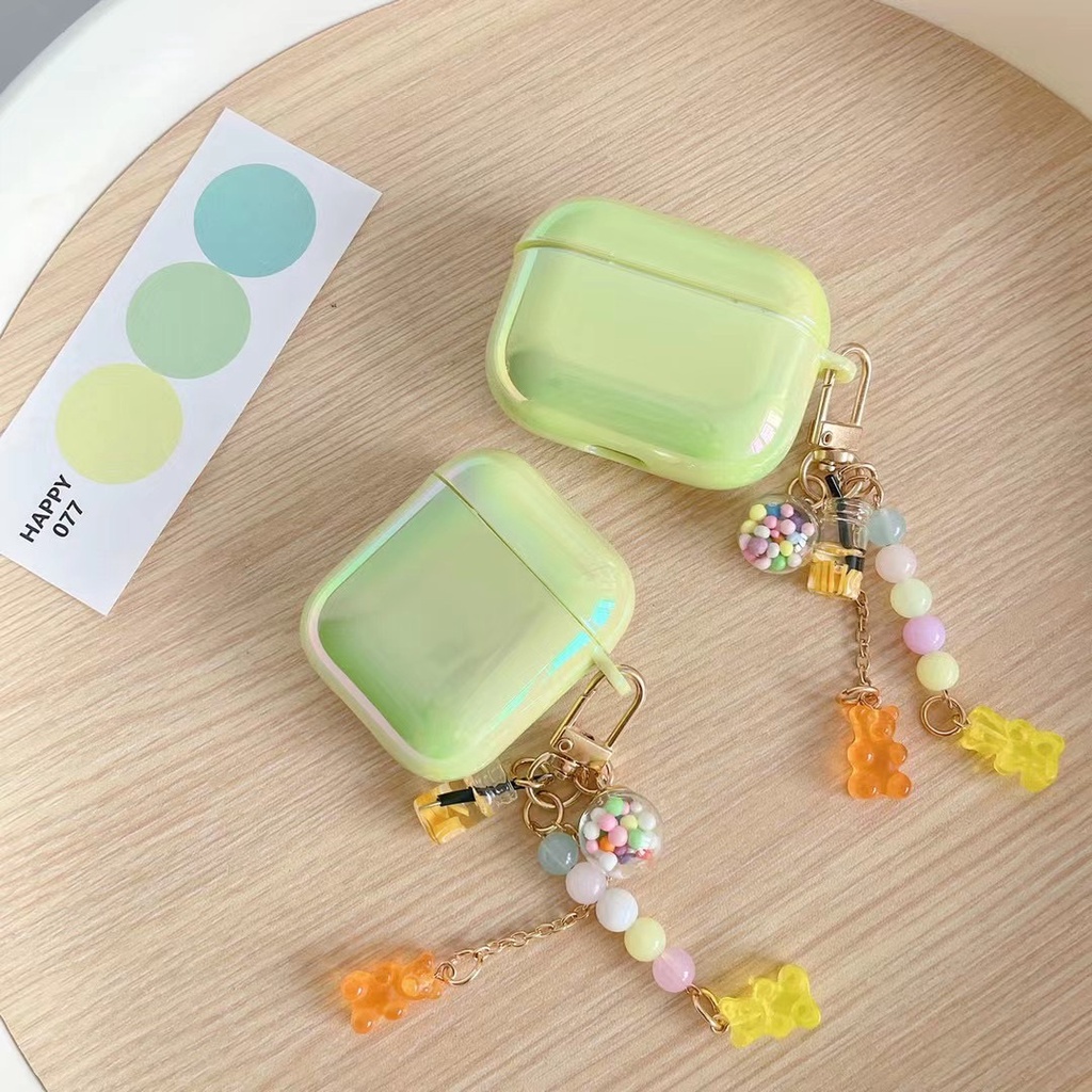 Vỏ Bọc Hộp Sạc Tai Nghe Airpods 1 / 2 / Airpod Pro Bằng Tpu Mềm Màu Xanh Lá Dạ Quang Ốp