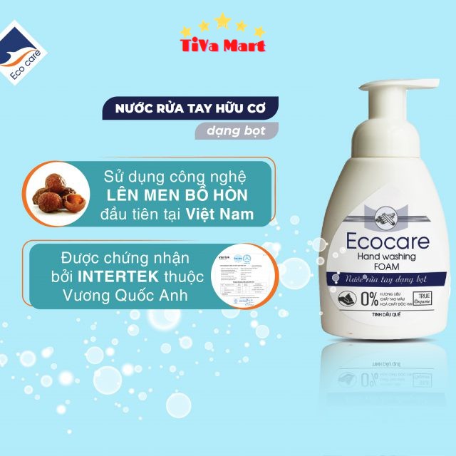 [Chính Hãng] Nước Rửa Tay Hữu Cơ Bồ Hòn Và Tinh Dầu Thiên Nhiên An Toàn Cho Da Nhạy Cảm ECOCARE _TiVa Mart