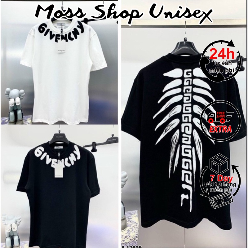 Áo thun tay lỡ unisex Given xương cá MOSSSHOP - Áo phông nam nữ phong cách hàn quốc ulzzang form rộng 65kg