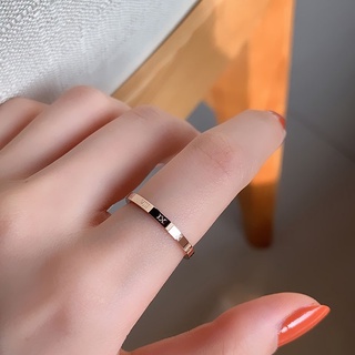 Nhẫn đeo ngón tay thép titan họa tiết chữ La Mã phong cách Hàn Quốc Nhật Bản thời trang