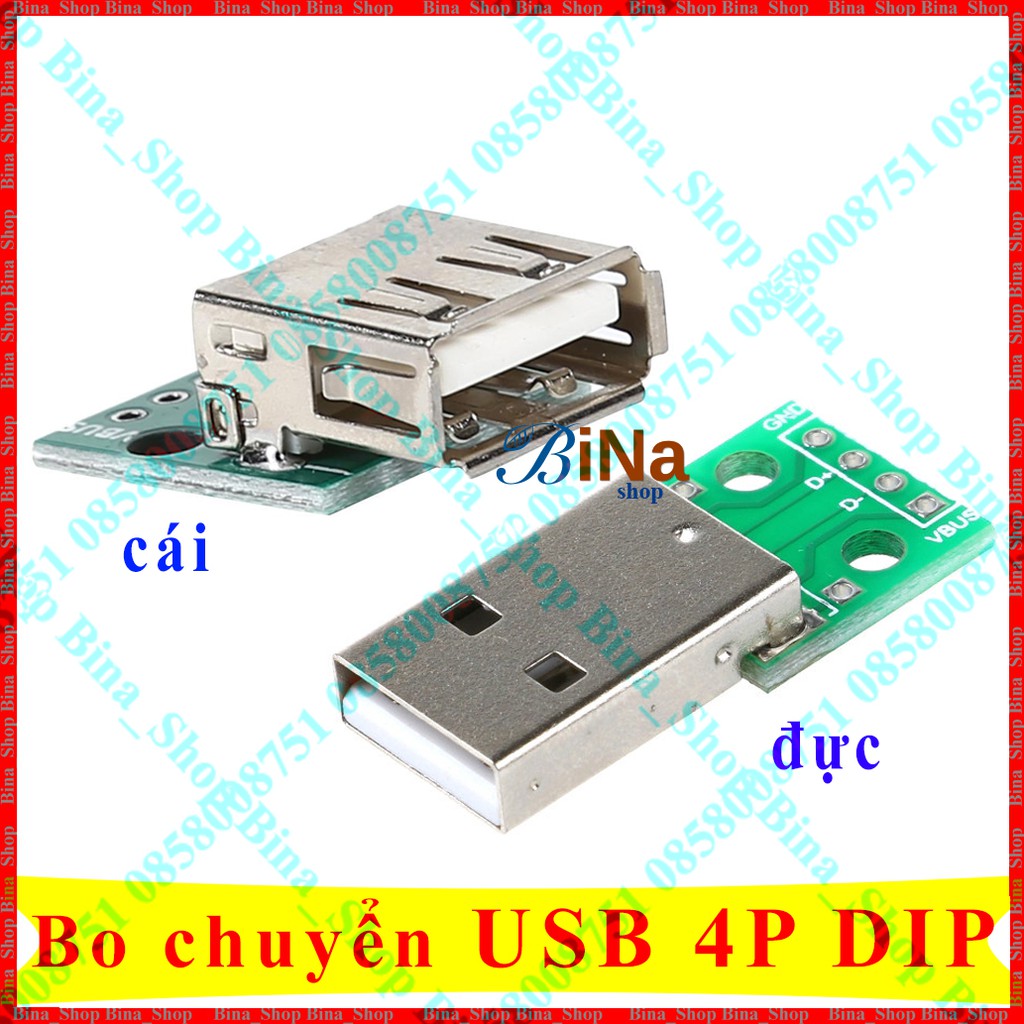 Bo chuyển USB đực/cái 4P DIP