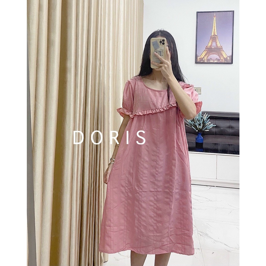 Váy bầu  xốp tay bồng dáng A basic có 3 màu