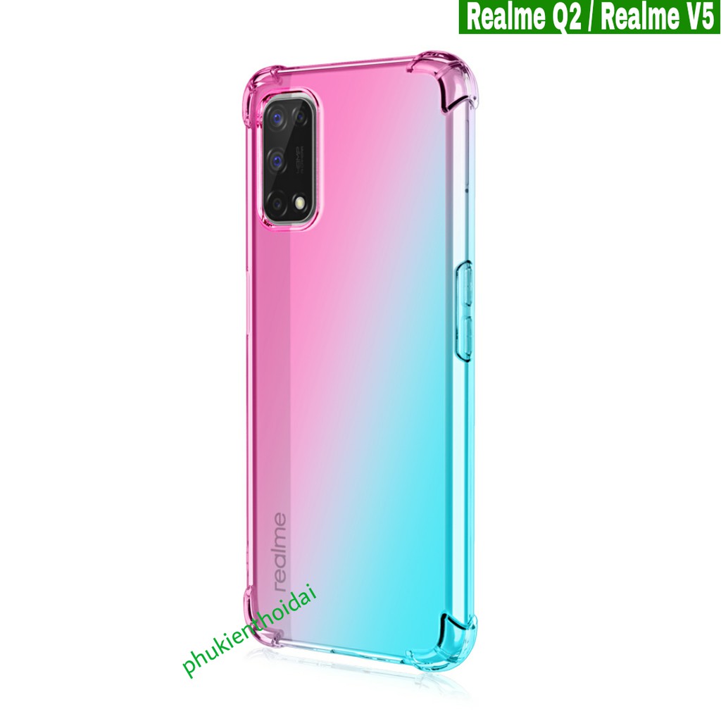 Ốp lưng Oppo Realme Q2 / Realme V5 dùng chung dẻo đa sắc lồi 4 góc