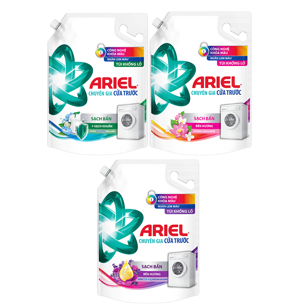 Combo 2 Túi Nước giặt ARIEL Cửa Trước Sạch Khuẩn Với Hương Nắng Sớm 3.9KG