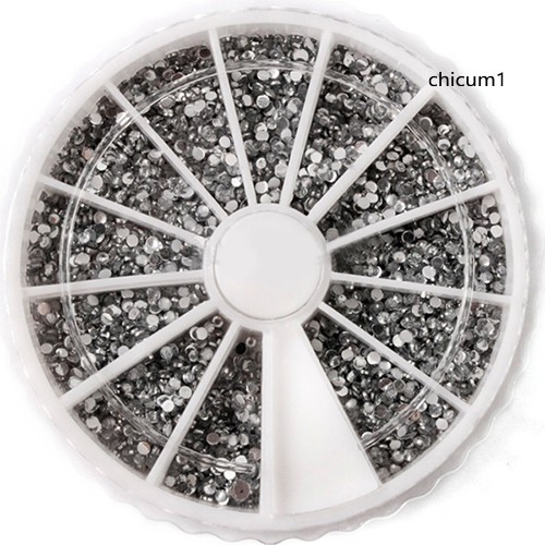 [Hàng mới về] Hộp 2400 hạt đá tròn 3D 1.5mm đính trang trí móng tay nghệ thuật thời trang