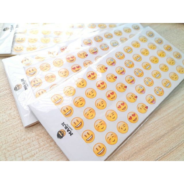 Bộ 12 tờ sticker emoiji biểu cảm dán trang trí điện thoại, nhật ký...