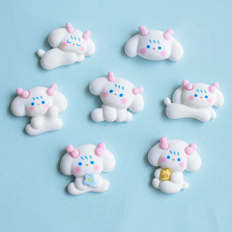 Charm (C576) slime/ Dụng Cụ Charm Trang Trí [Ko Keo &amp; Nút] Hình Bé Cún Trắng Đáng Yêu (2x2.5cm)