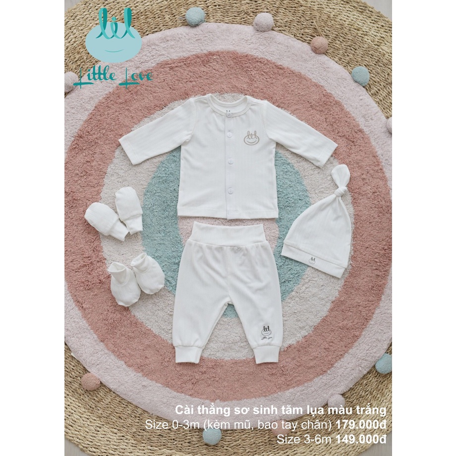 Bộ sơ sinh cài lệch, cài chéo, body mẫu tăm lụa Lil Little Love mềm mịn cho bé