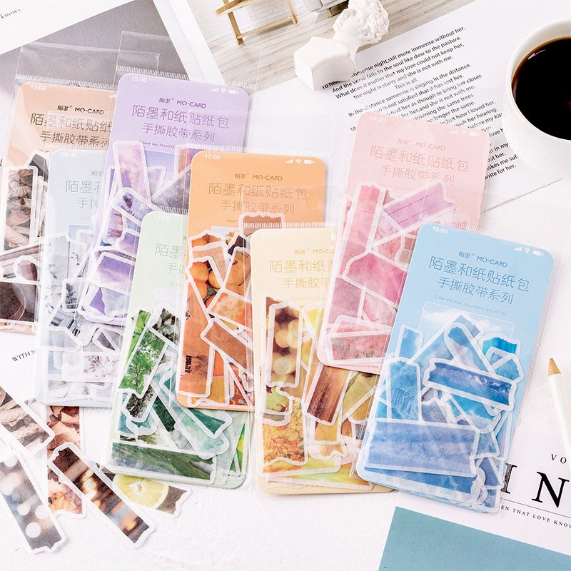 Set 60 sticker kiểu giấy xé trang trí planner