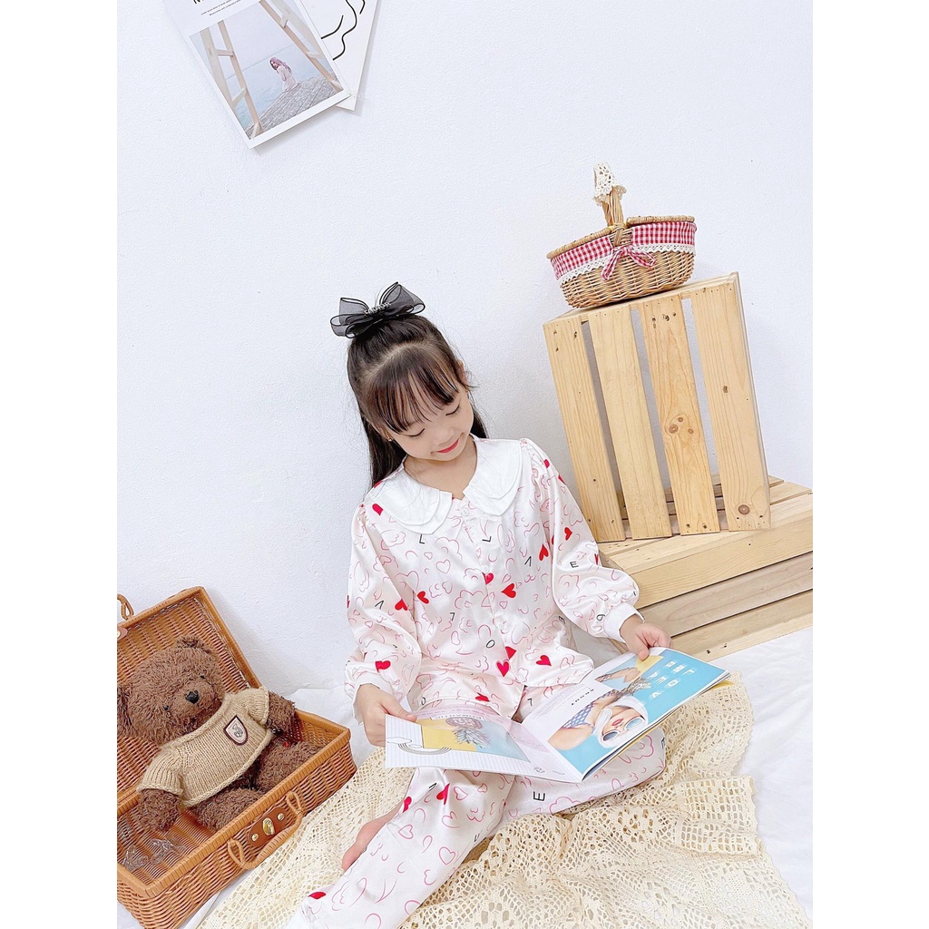 SIZE 11-26KG: Bộ pijama lụa cao cấp cho bé gái - BPL21