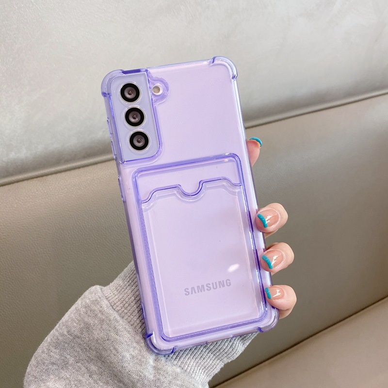 Ốp Điện Thoại Trong Suốt Có Ngăn Đựng Thẻ Chống Rơi Cho Samsung s10e s20 S21Fe S21ultra s20plus s10plus 5G