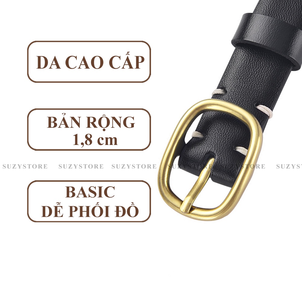 Thắt lưng bản 1,8cm dây nịt nữ suzystore, da thật, khóa kim loại cao cấp TLSU11