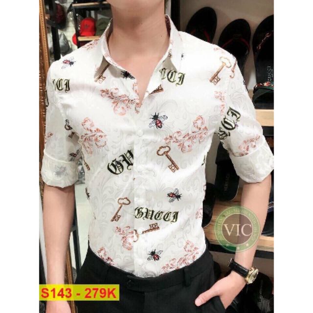 ÁO SƠ MI NAM CHẤT LỤA DÀI TAY PHONG CÁCH HỌA TIẾT ONG KHOÁC CHỮ MS 03 MON SHOP - Dài tay