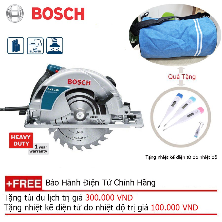 Máy cưa gỗ Bosch GKS 235 TURBO + Quà tặng áo mưa