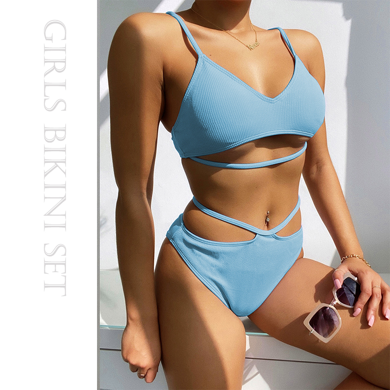 [Mã FAGREEN245 giảm 10% tối đa 30K đơn 99K] Summer Sexy Pit Strip Fabric Girl's Split 2 Pieces Swimsuit | BigBuy360 - bigbuy360.vn