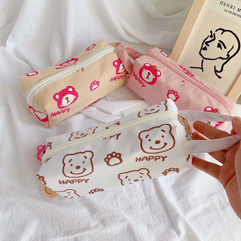 Hộp đựng bút họa tiết chú gấu phong cách Hàn