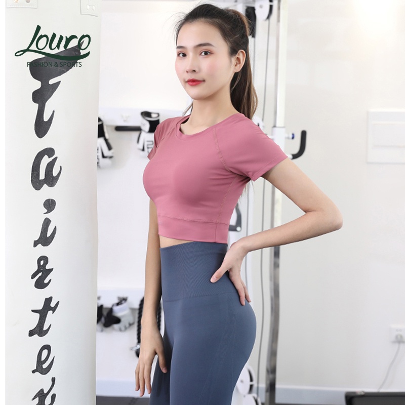 Áo tập gym, yoga nữ Louro LA57 kiểu áo croptop body dùng tập thể thao, gym, yoga, zumba, chất liệu siêu co giãn