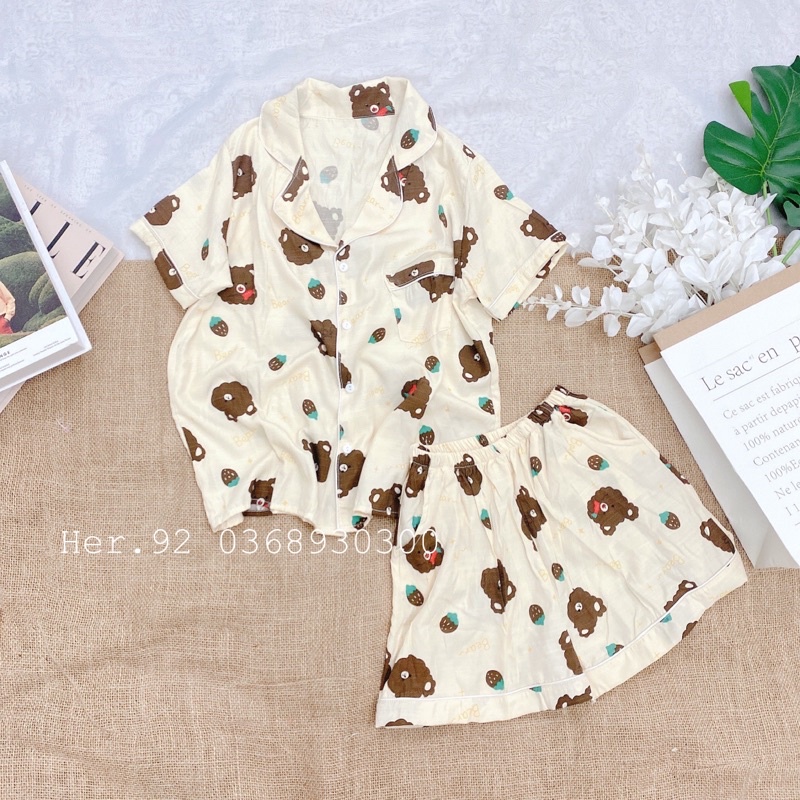 Đồ ngủ pijama hoạ tiết dễ thương mặc nhà siêu mát