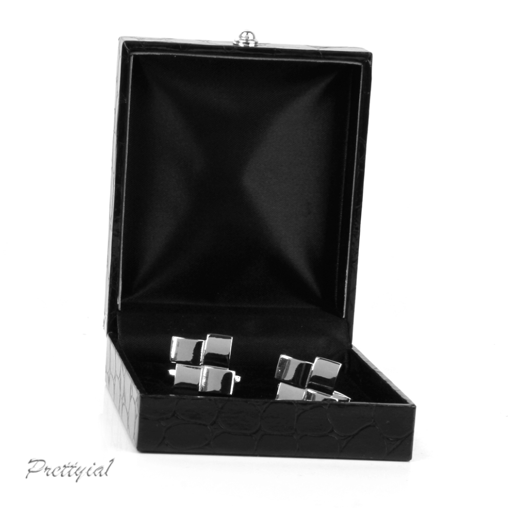 [PRETTYIA1] Velvet PU Leather Tie Clip Cufflinks Brooch Storage Gift Box Case Birthday