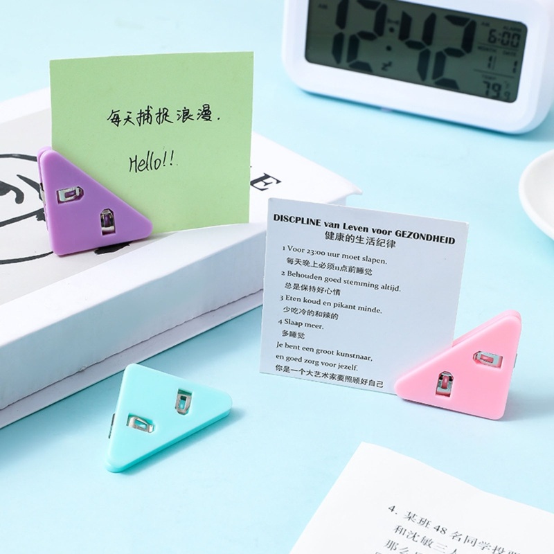 Set 10 Kẹp Giấy Đánh Dấu Trang Sách Hình Tam Giác Có Thể Tái Sử Dụng