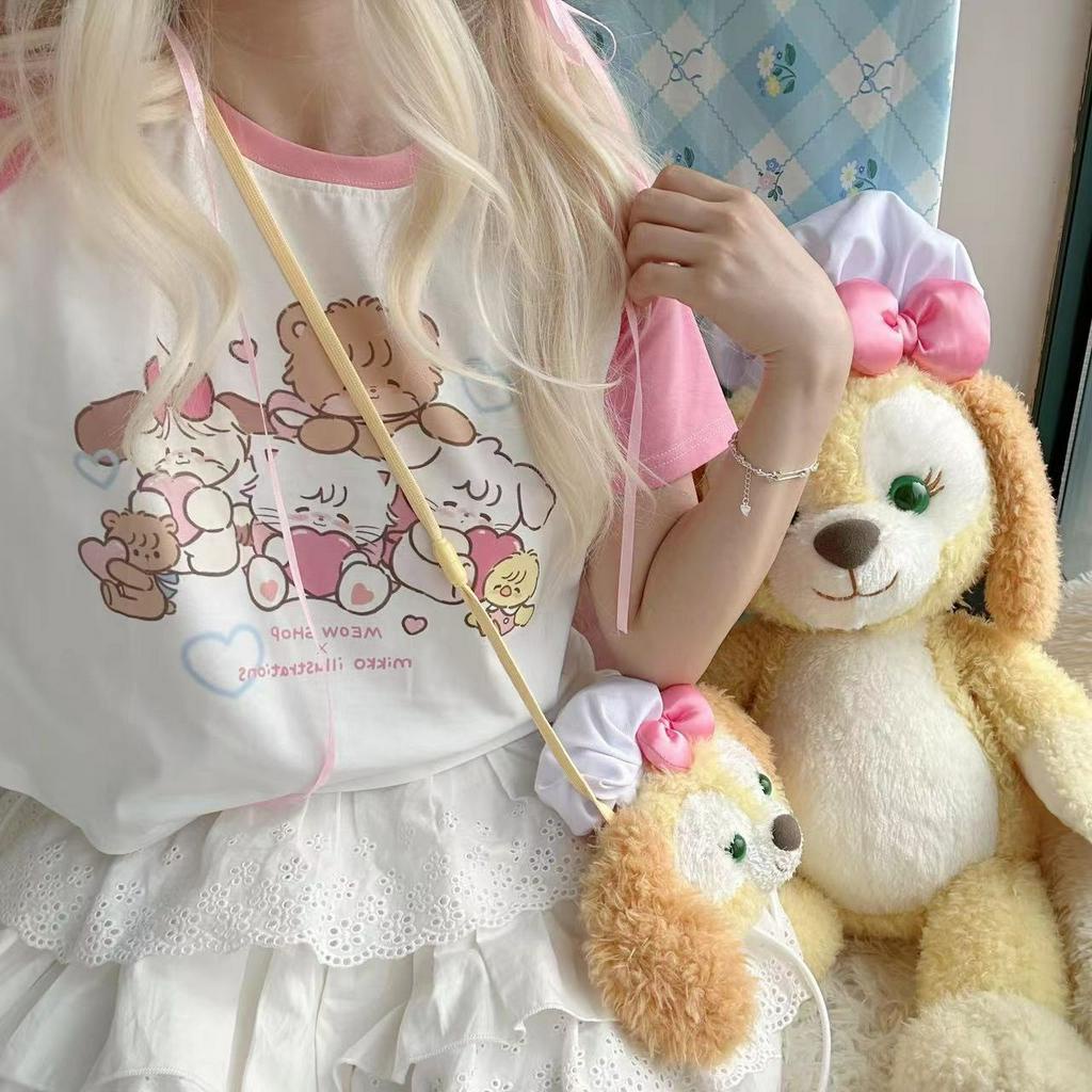 Ethelgirl Áo Thun Tay Ngắn In Họa Tiết Hoạt Hình Phong Cách Hàn Quốc Thời Trang Cho Nam Và Nữ