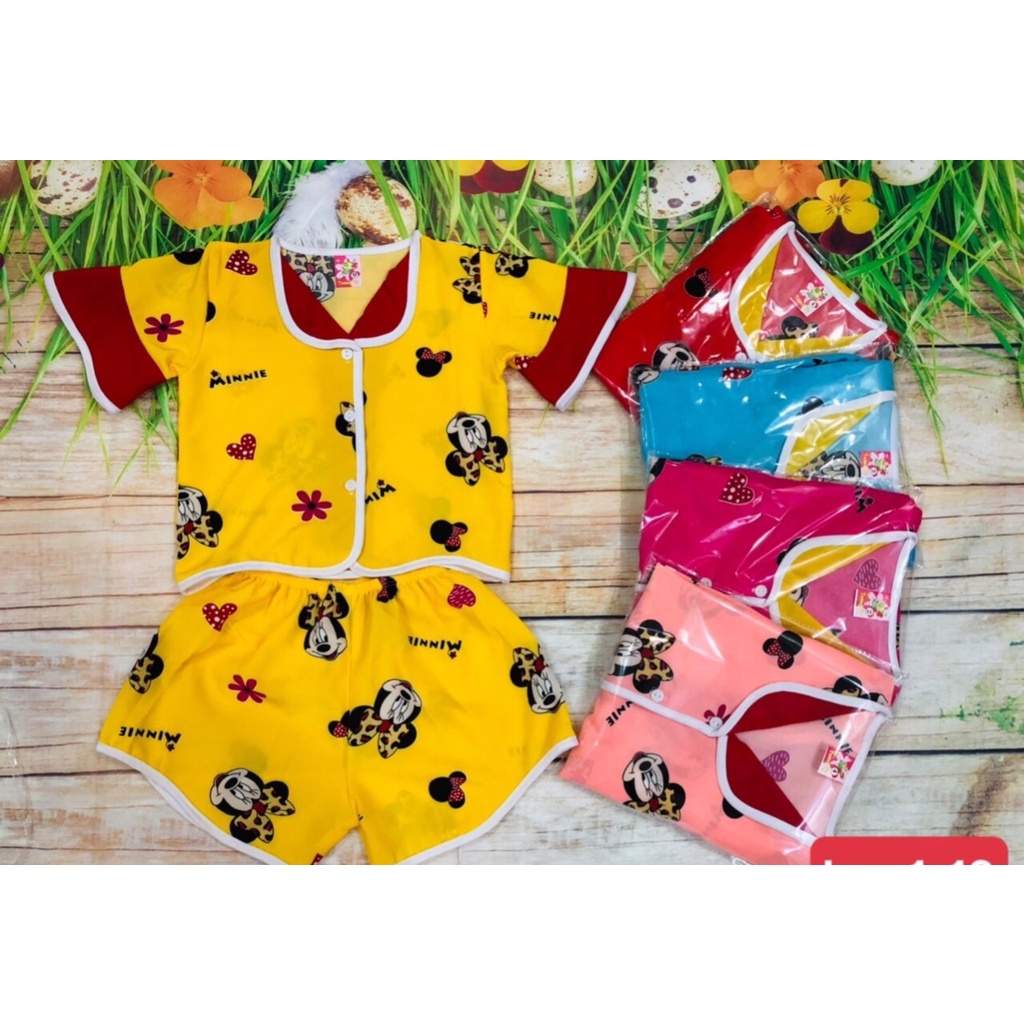 Bộ Lụa Tay Ngắn Gợn Sóng Bé (giao họa tiết ngẫu nhiên) (13-15kg)