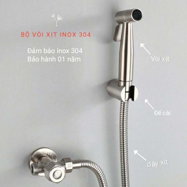 Đế Cài Vòi Xịt Inox 304 - Đế Gác Vòi Xịt Vòi Sen SUS 304 - TẶNG KÈM BỘ VÍT TẮC KÊ