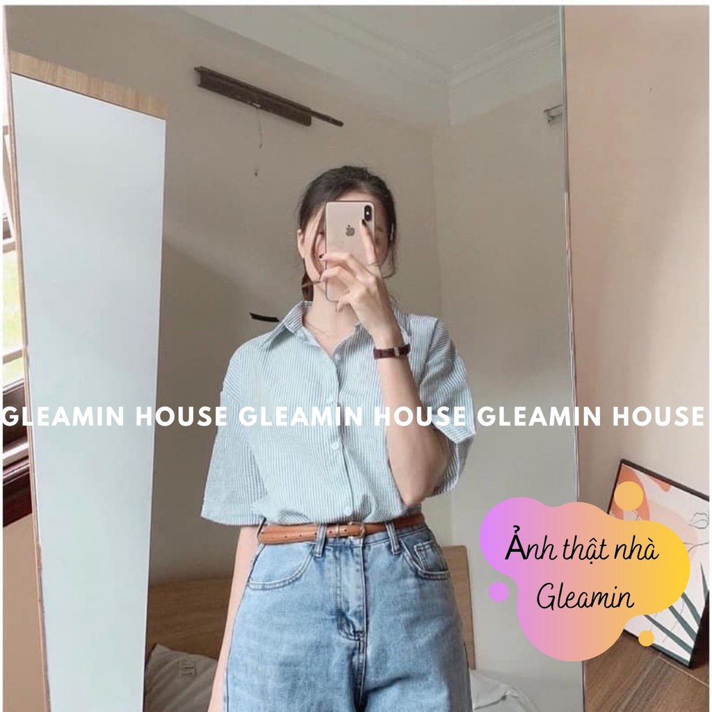 ( Video/ảnh thật ) Áo sơ mi nữ KẺ SỌC cộc tay cổ đức - Áo sơ mi nữ kẻ ngắn tay, đủ 4 màu [HÀNG QUẢNG CHÂU LOẠI 1] | BigBuy360 - bigbuy360.vn