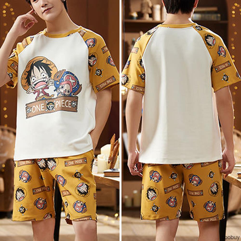 Bộ Đồ Ngủ Pijama Nam Áo Thun Và Quần Ngắn Họa Tiết Thời Trang Thời Trang Cho