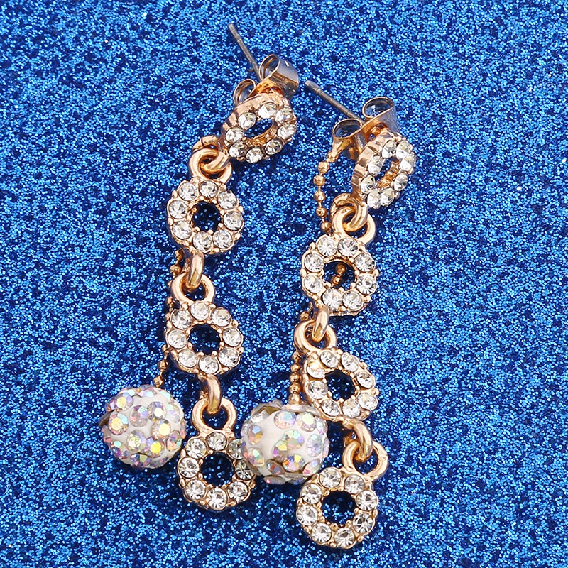 Gold Flash Diamond Ball Tassel Earrings Stud Earrings