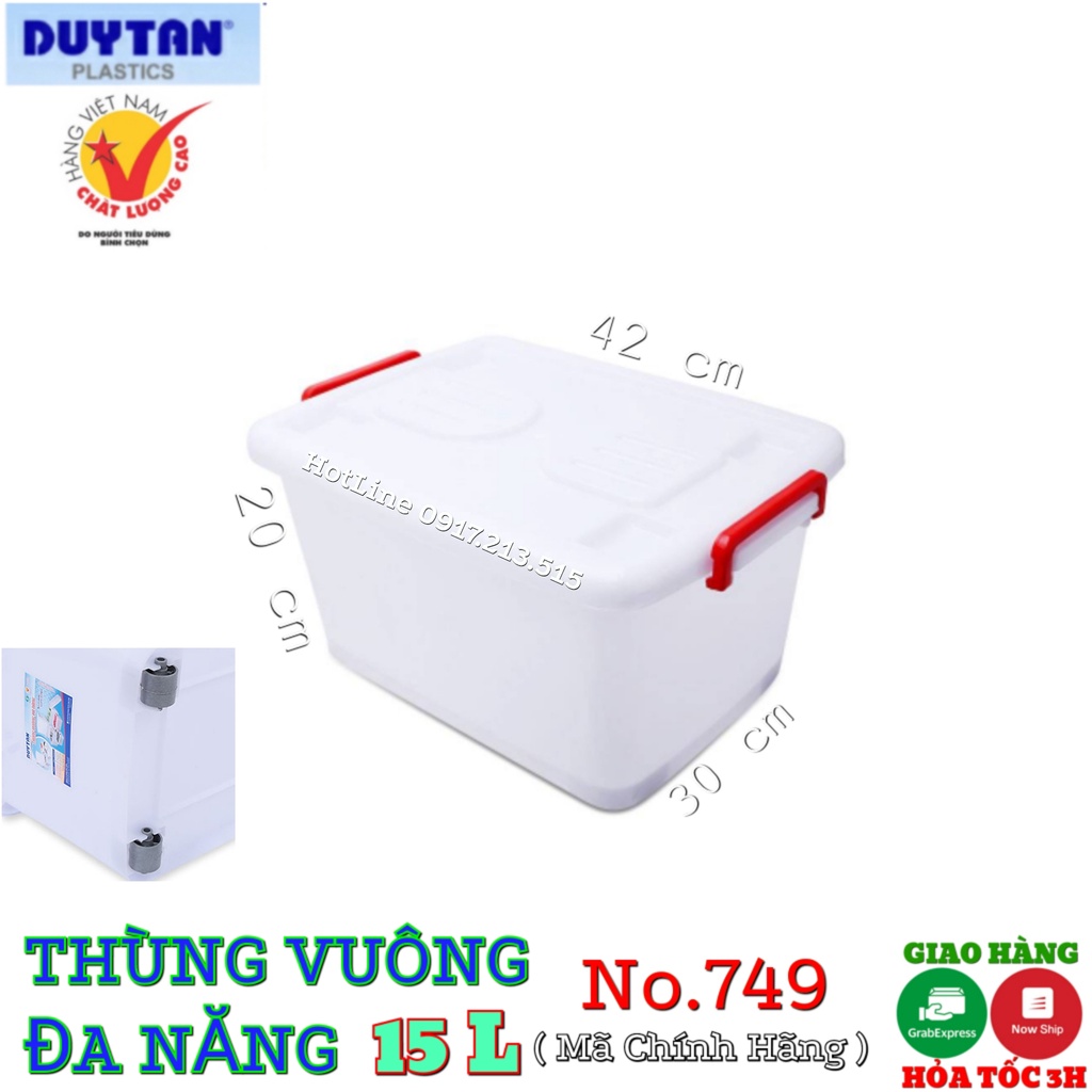 🚀HOẢ TỐC Tp.HCM🚀 Thùng Nhựa Vuông Đựng Đồ Đa Năng Có Bánh Xe Duy Tân 15L/30L/55L/90L/120L/140L