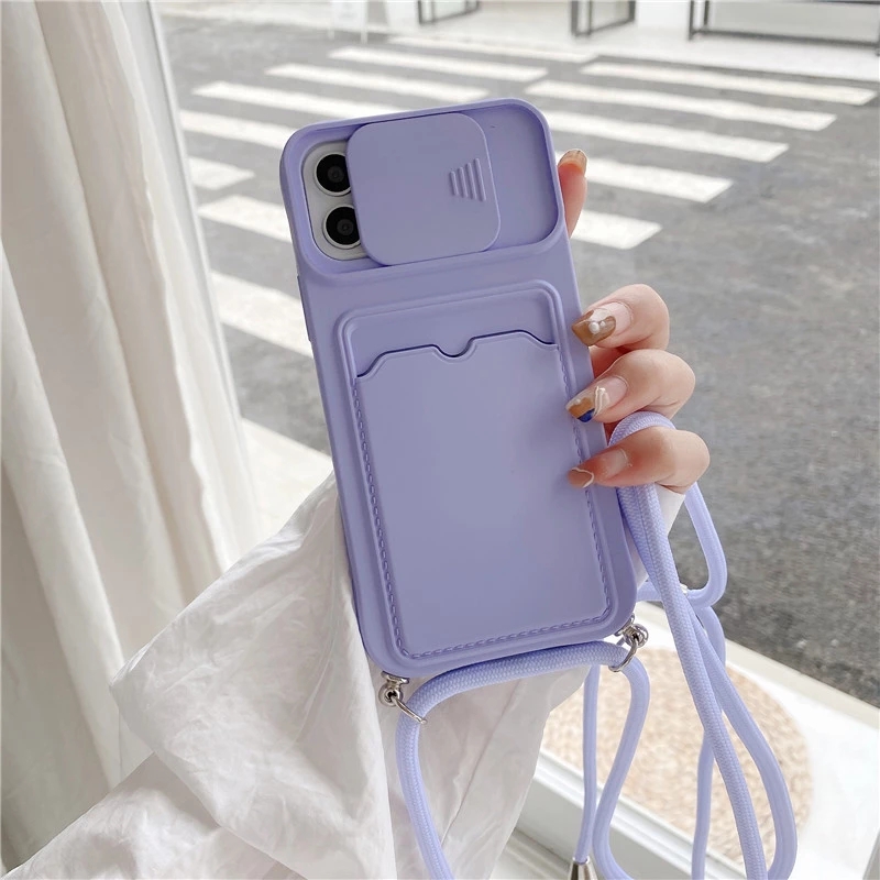 Ốp Điện Thoại Mềm Kiểu Ví Đựng Thẻ Có Dây Đeo Chéo Cho iphone 14 13 Pro Max 12 11 MiNi 7 8 plus SE X XR XS