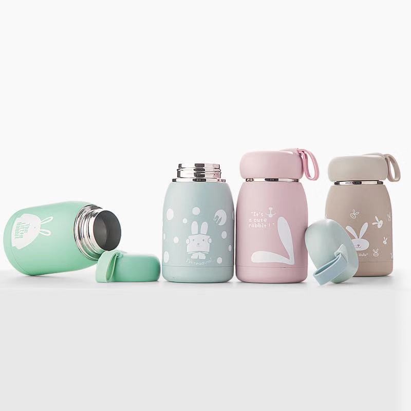 Ủ Cháo Giữ Nhiệt Bằng Thép Không Gỉ 320ml Hình Thỏ Đáng Yêu An Toàn Cho Mẹ Và Bé