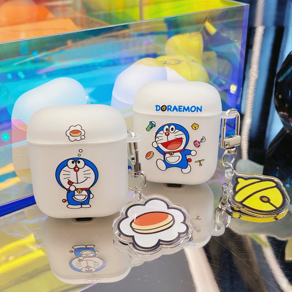 Vỏ bảo vệ hộp sạc tai nghe Airpods Pro 1 2 3 bằng TPU hình chú mèo gắn chuông với mặt trang sức