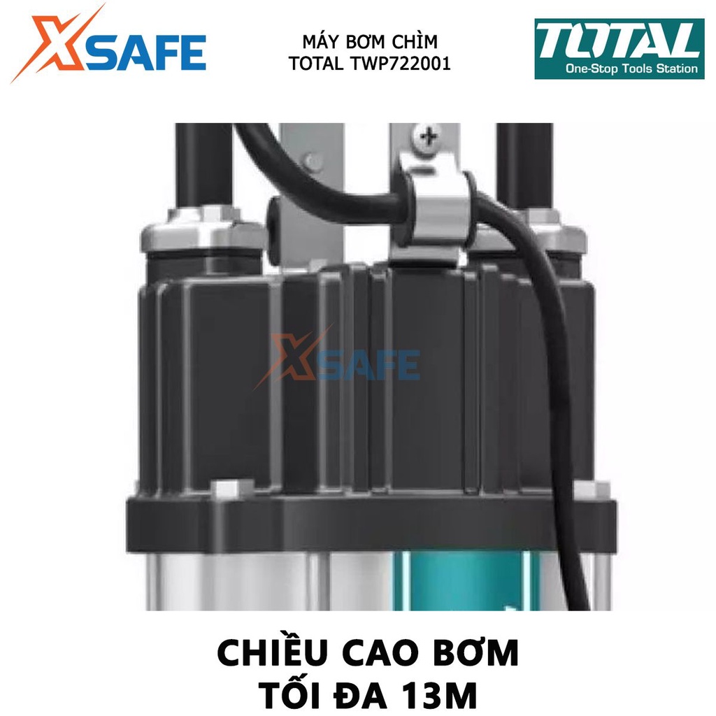 Máy bơm chìm nước sạch TOTAL TWP722001 Máy bơm chìm tự động 220V 2200W(3.0HP), bơm cao tối đa 13m, mô tơ dây đồng