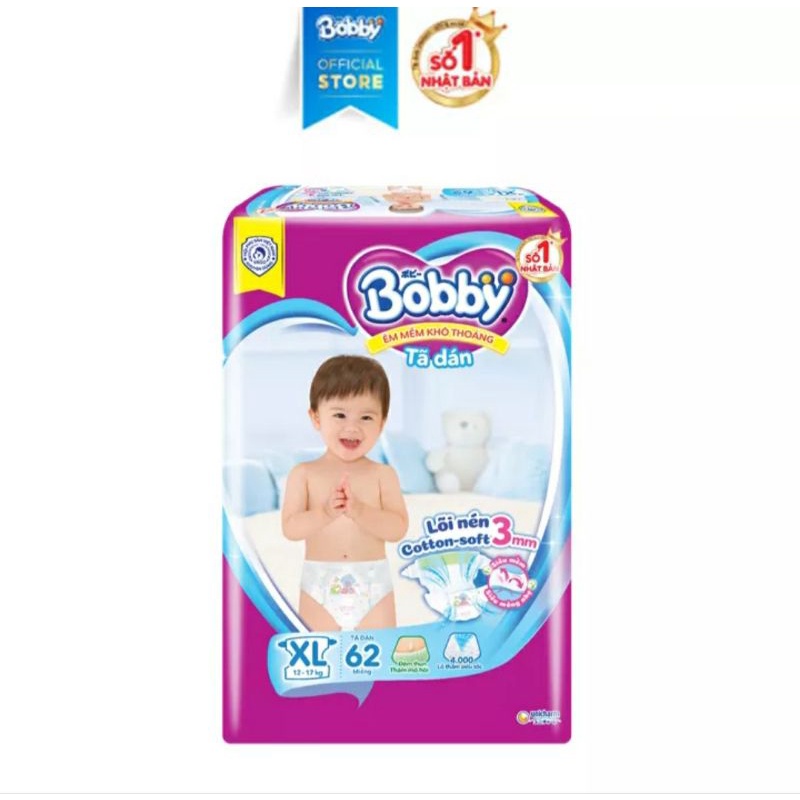 《HCM》Tã / Bỉm dán Bobby siêu mỏng : S54+6 / S80+4 / M46+6 / M76+6 / M76 / L40+6 / L68+6 / XL62 / XXL56