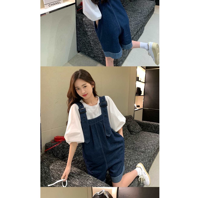 [Spot] Bộ Quần Yếm denim Ống Rộng Thiết Kế Kiểu Hàn Quốc Thời Trang