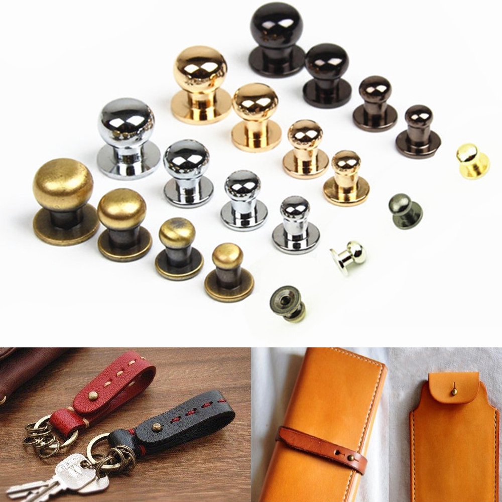 QinJue Bộ 10 đinh ốc tròn thiết kế trang trí túi xách da tiện dụng