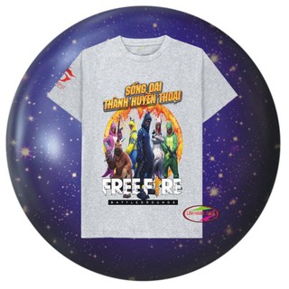 BÁN CHẠY - HOT- [Hàng có sẵn] Áo Free Fire cotton màu xám cổ tròn cực hot - Khung long - SALE SOC /uy tín gia tốt nhất
