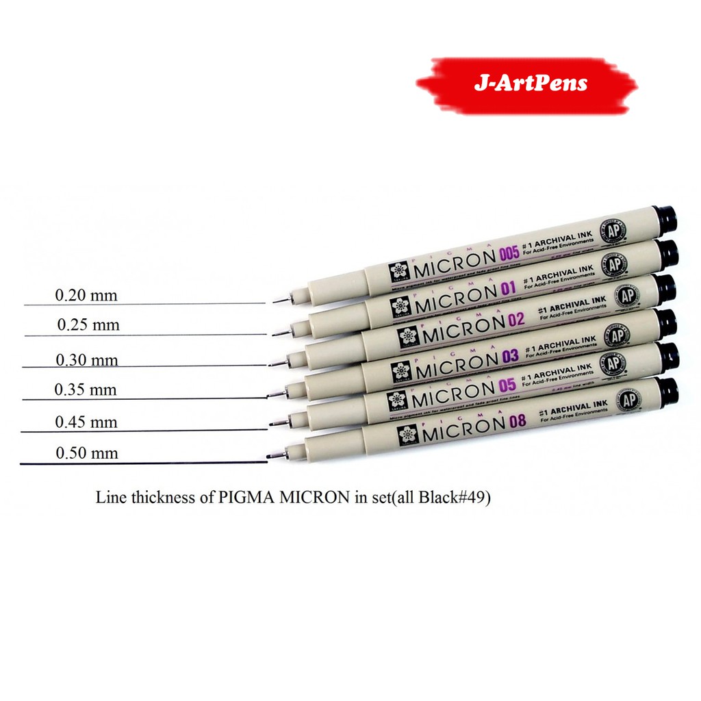 [Siêu Rẻ] Bút Line Đi Nét Chuyên Nghiệp Sakura Pigma Micron Màu Đen Cỡ 003, 005, 01, 02, 03, 04, 05, 08, Brush (Cây Lẻ)